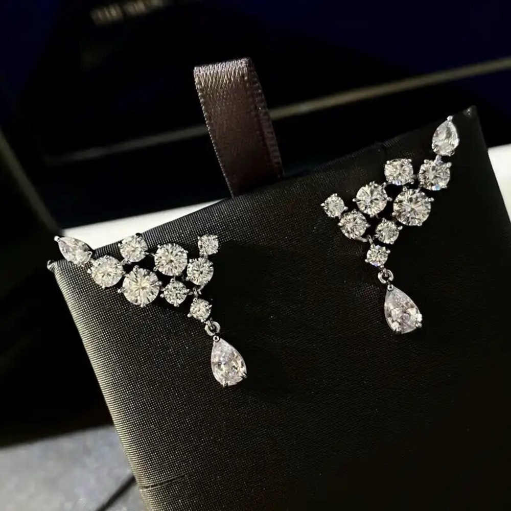 NEW SILVER DIAMONDS EARRINGS
